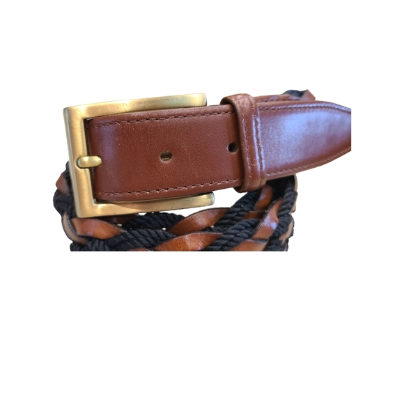 Black & Brown Bullock & Jones Braided Leather Belt Made In Italy Size 38 - Picture 3 of 14